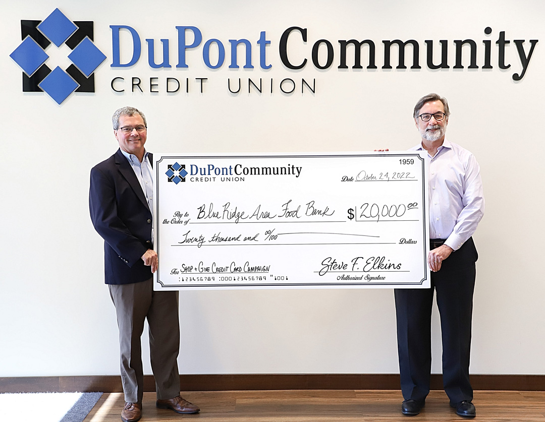 DCCU was pleased to donate $20,000 to the local Food Bank, which will help them provide over 80,000 meals for families in need.