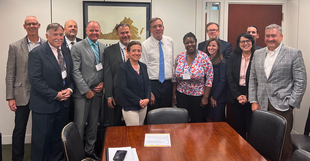 League and member credit unions, including ABNB Federal Credit Union, Chartway Credit Union, InFirst Federal Credit Union and Northwest Federal Credit Union, met with Sen. Mark Warner in Washington on Tuesday. 