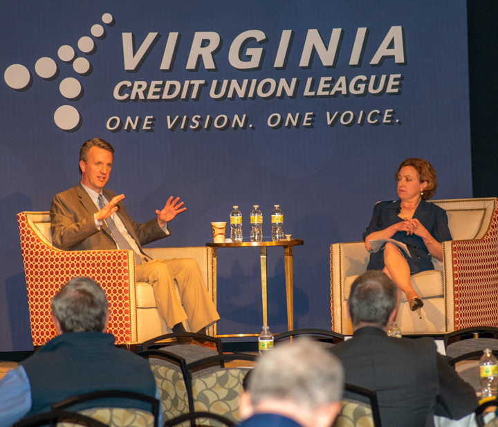 Congressman Ben Cline (R-6th) participated in a fireside chat with League President/CEO Carrie Hunt