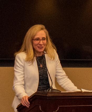 Rep. Abigail Spanberger addresses the League Congressional Luncheon.