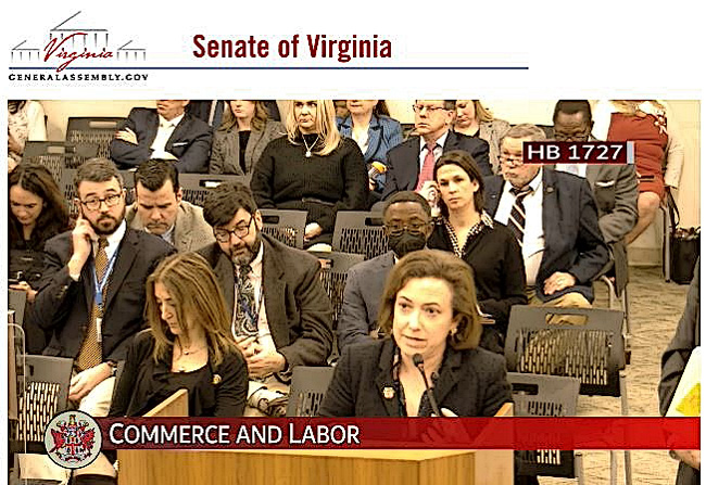 League President/CEO Carrie Hunt testifies before the Senate Commerce and Labor Committee