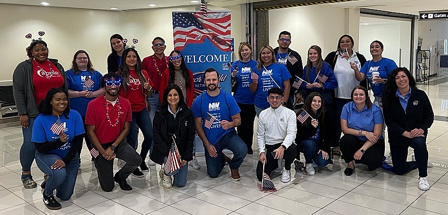 Northern Virginia-based members of the League's Emerging Professionals Network were on site today at Reagan National Airport to welcome veterans flying into D.C. as part of an honor flight.