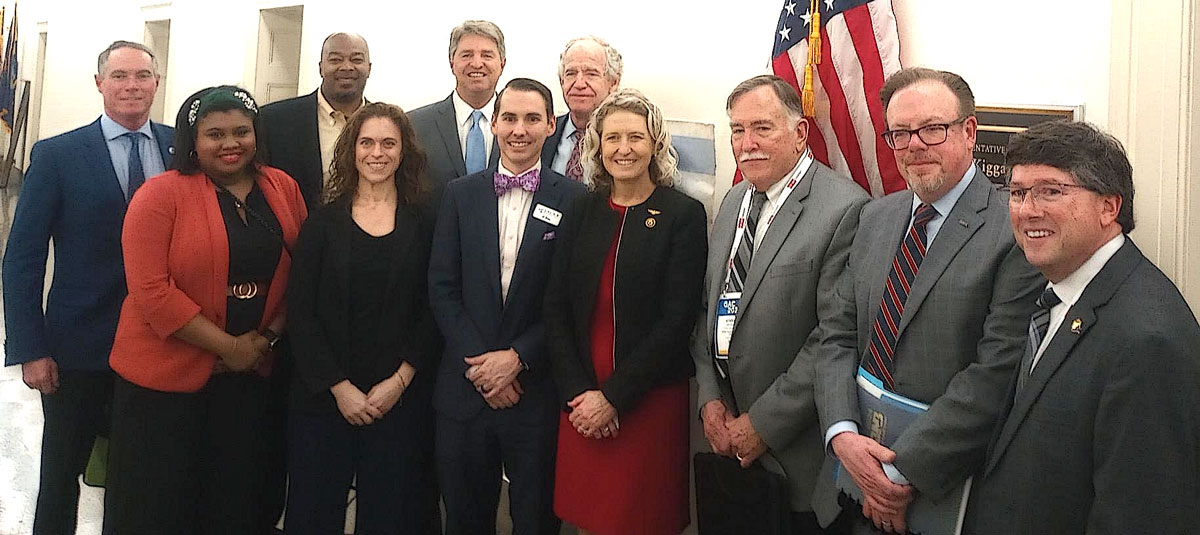 Representatives of ABNB FCU, BayPort CU, Chartway CU and Virginia CU meet with Rep. Jennifer Kiggans. 