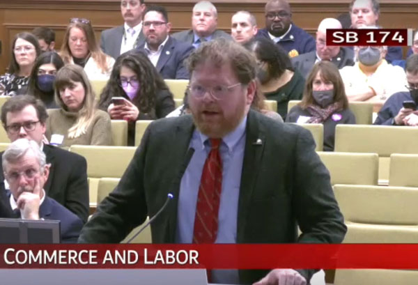 League Director of Political Affairs and State Advocacy CeJae Vtipilson testifies on a bill designed to help financial institutions combat the financial exploitation of elderly and vulnerable adults.