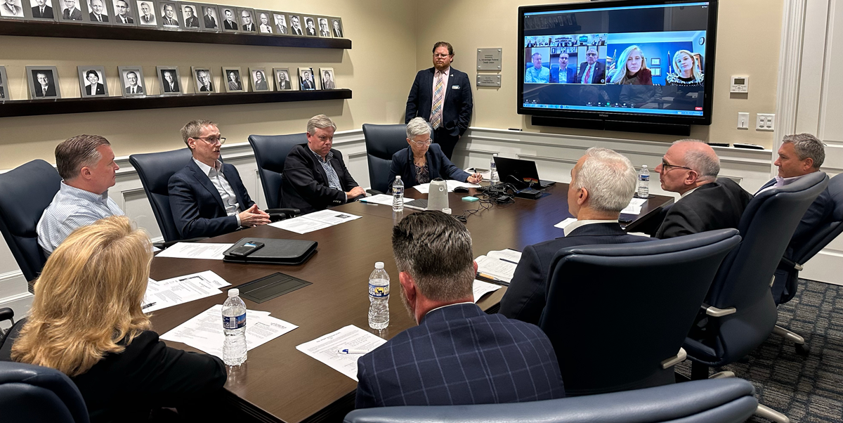 League Board members and staff today met with Rep. Abigail Spanberger to discuss key issues of concern for credit unions.