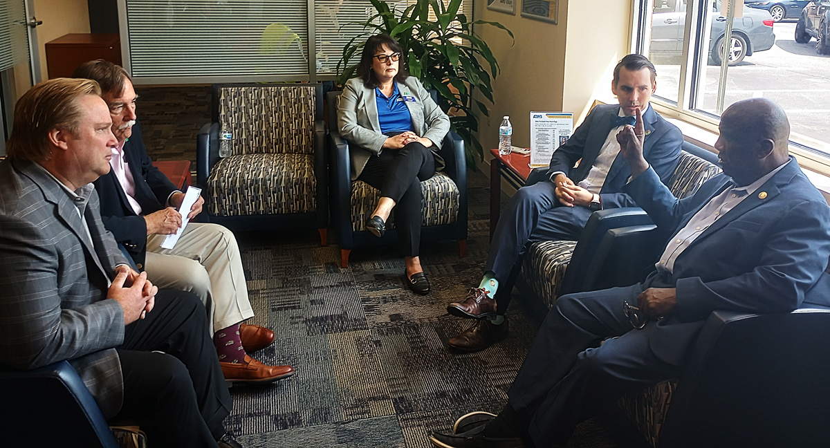 Credit union and League representatives today met with state Sen. Lionel Spruill in Chesapeake