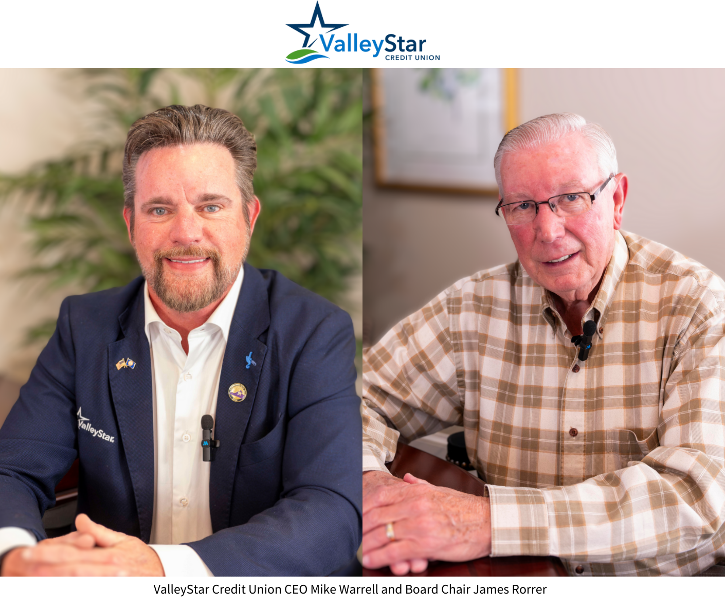 ValleyStar Credit Union CEO Mike Warrell and Board Chair James Rorrer